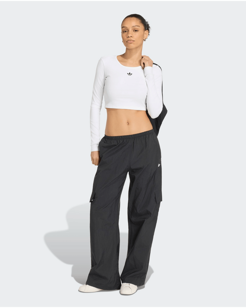 adidas Originals Essentials Rib Cropped Longsleeve Kadın T-Shirt White