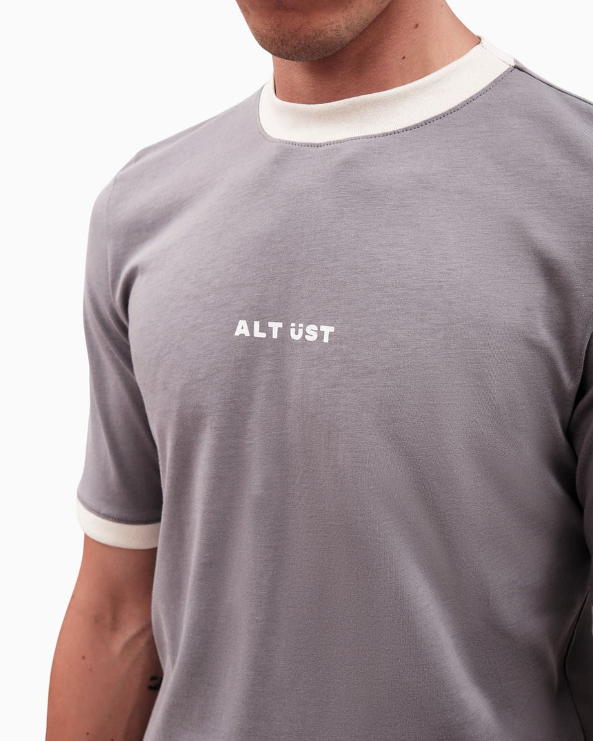 Alt Üst Contrast Ribbed T-Shirt