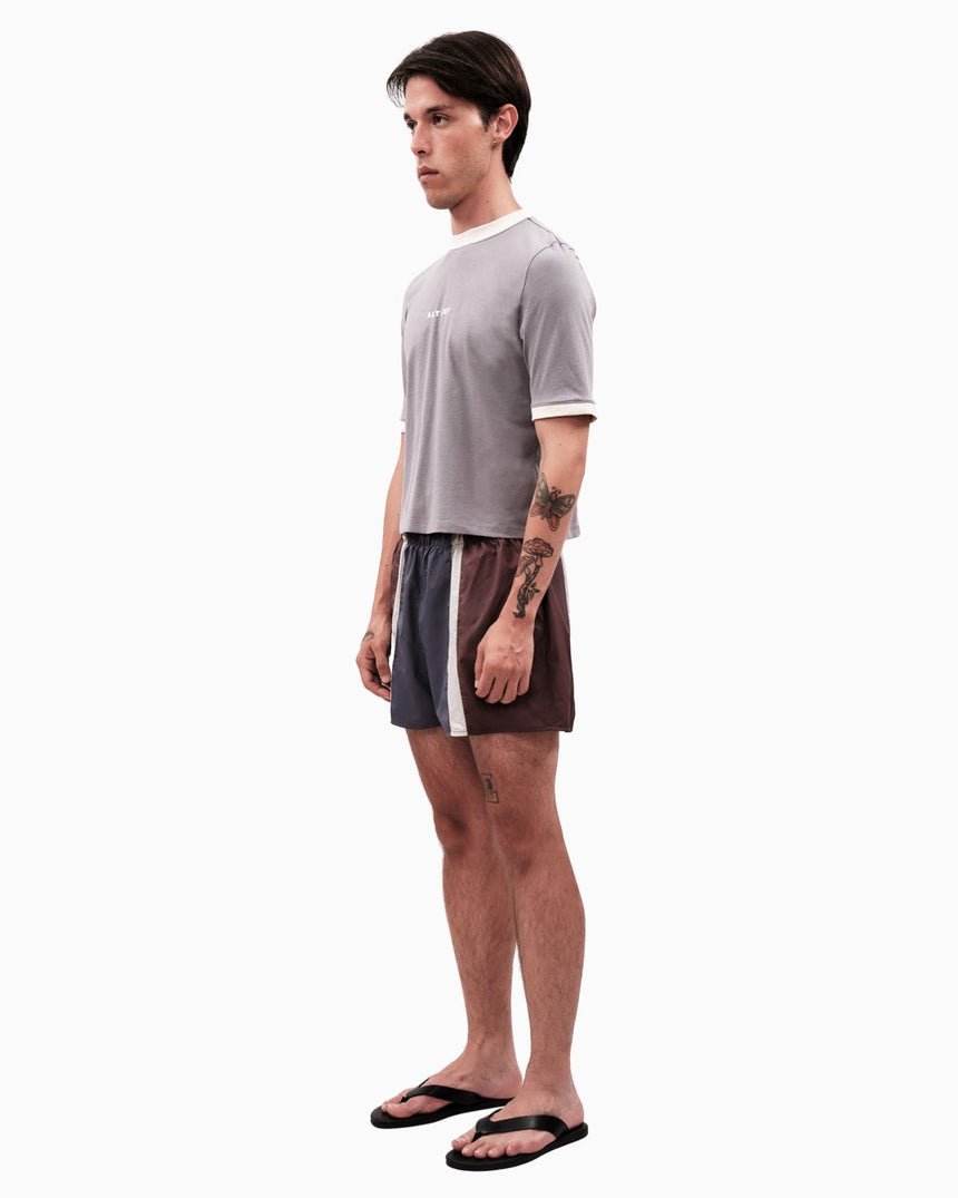 Alt Üst Contrast Ribbed T-Shirt