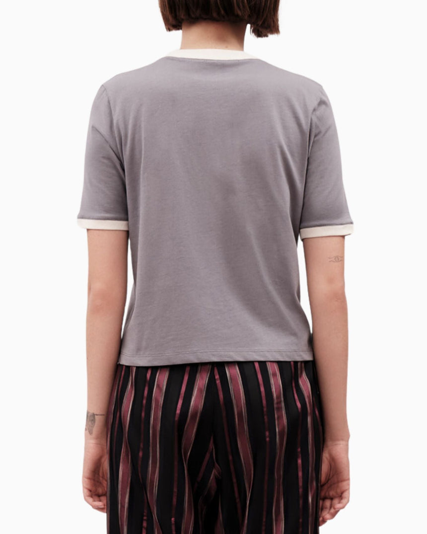 Alt Üst Contrast Ribbed T-Shirt