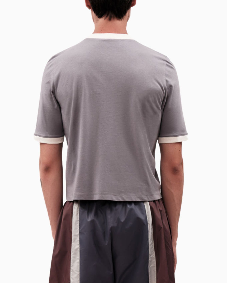 Alt Üst Contrast Ribbed T-Shirt