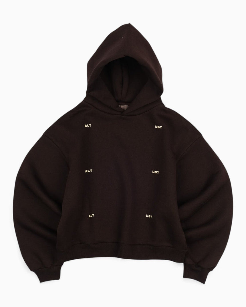 Alt Üst Grid Hoodie Bitter Brown