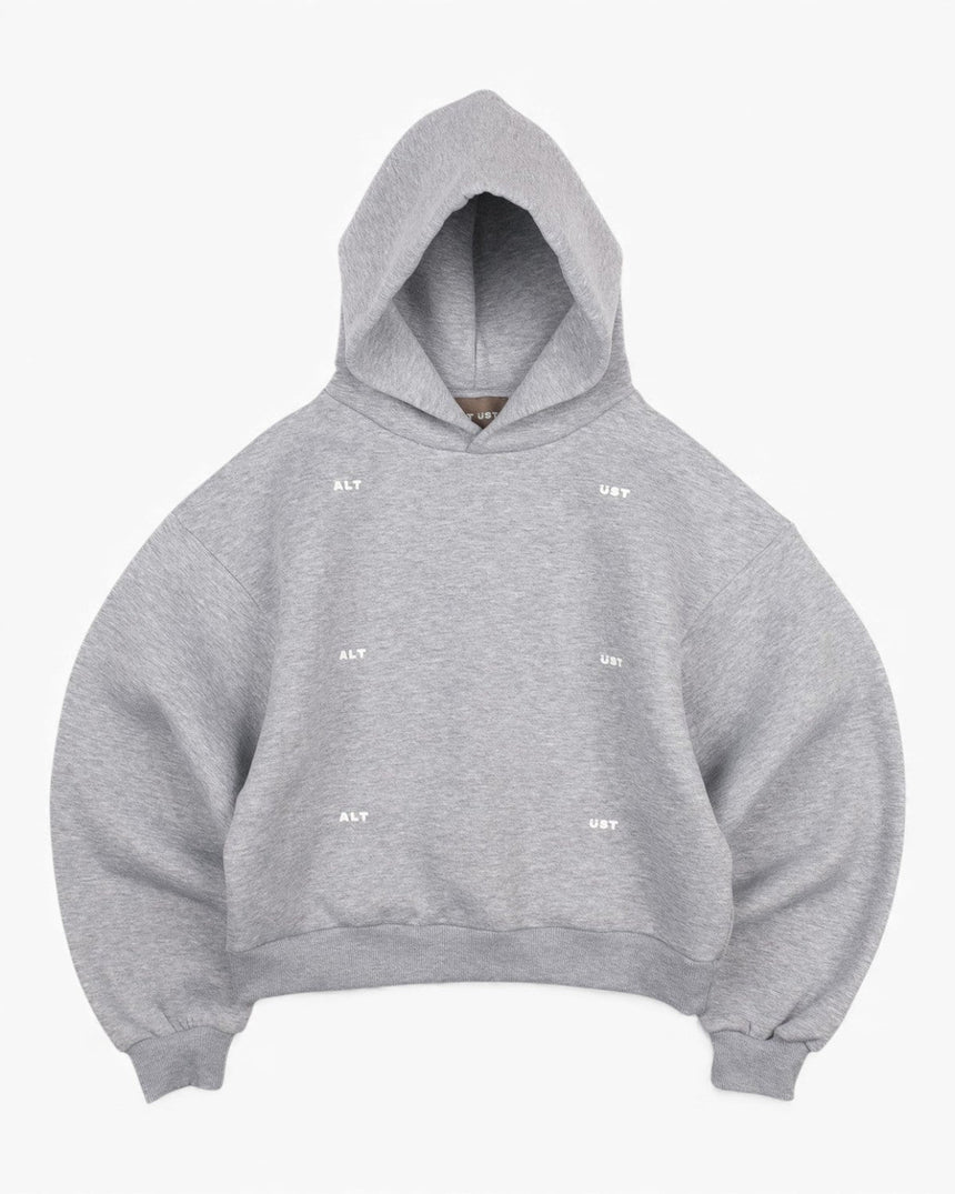 Alt Üst Grid Hoodie Grey Melange