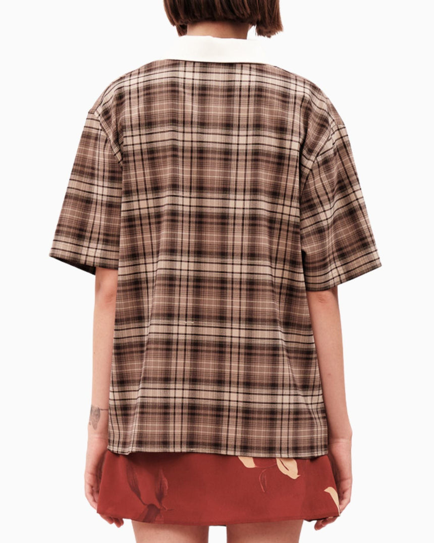 Alt Üst Plaid Polo T-Shirt