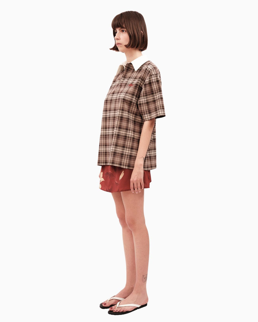 Alt Üst Plaid Polo T-Shirt