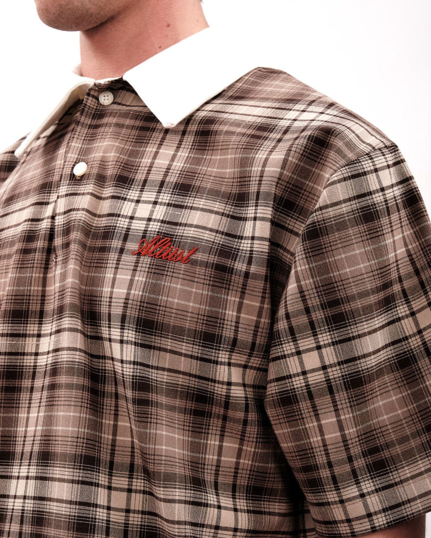 Alt Üst Plaid Polo T-Shirt