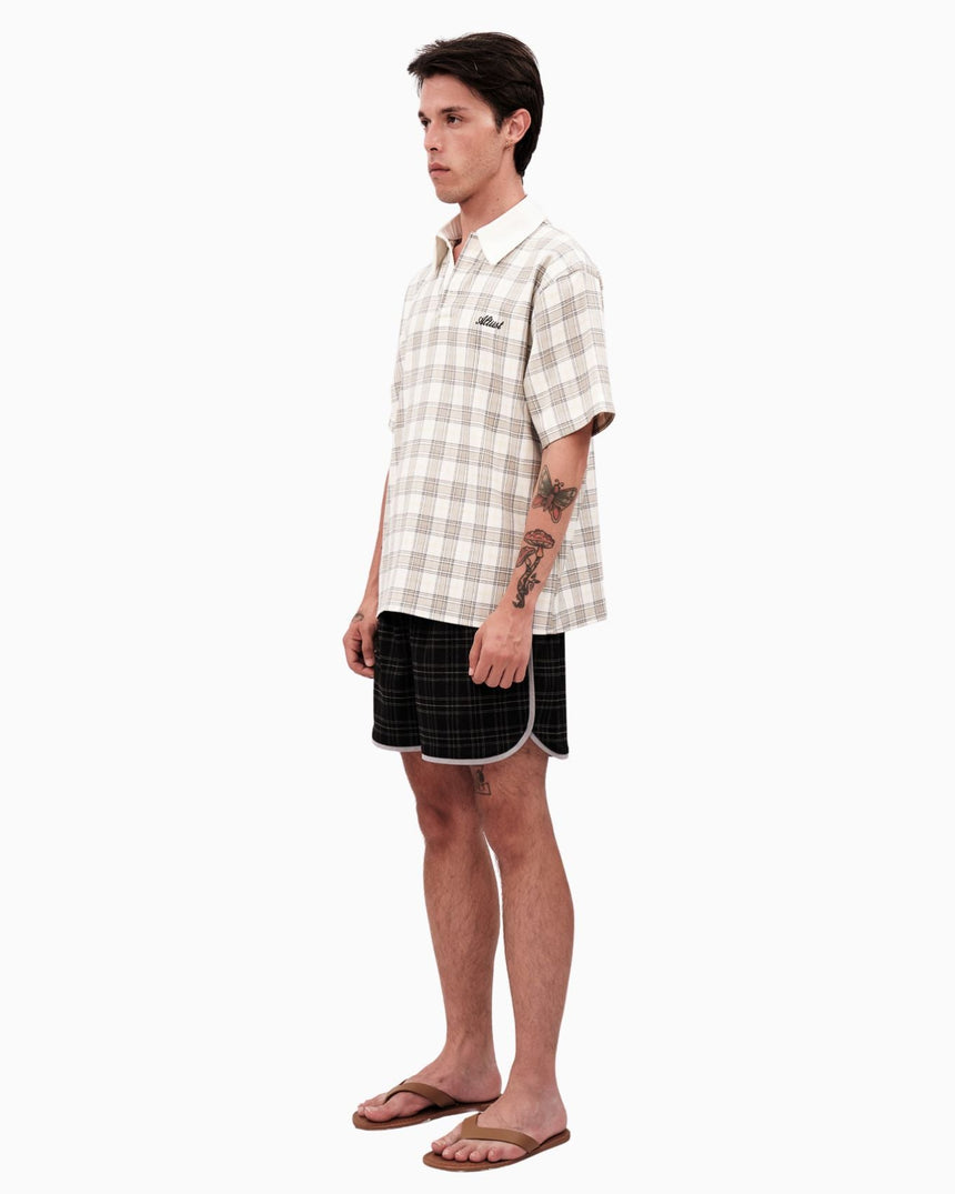 Alt Üst Plaid Polo T-Shirt