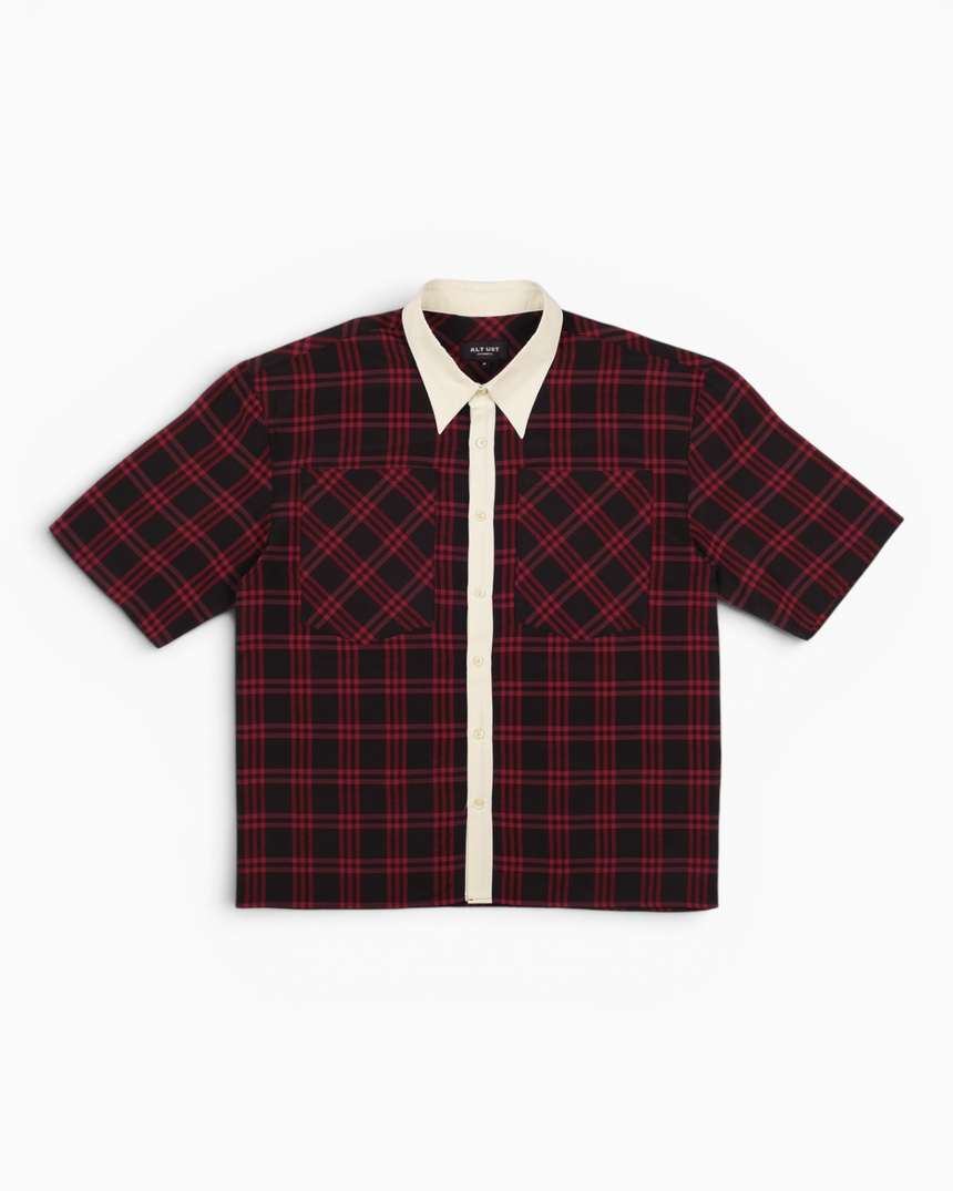 Alt Üst Plaid Poplin Gömlek Red/Black