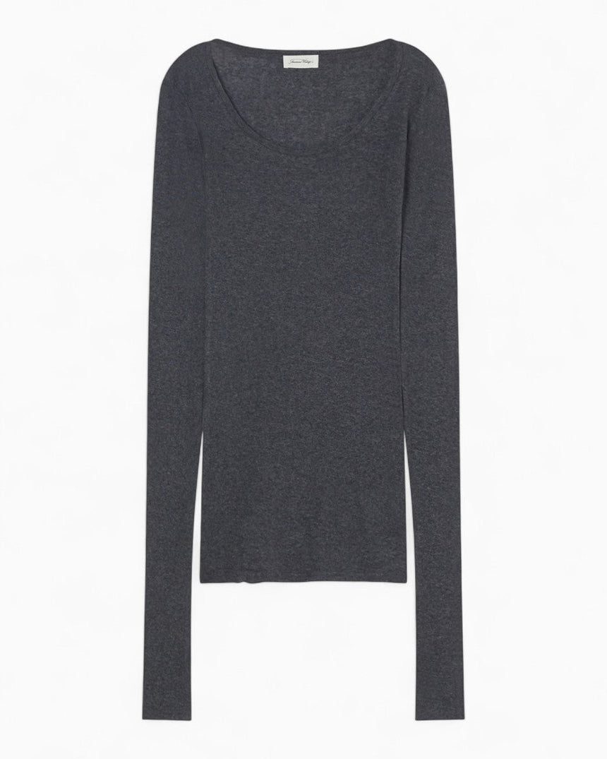 American Vintage Massachusetts Kadın T-Shirt Charcoal Melange