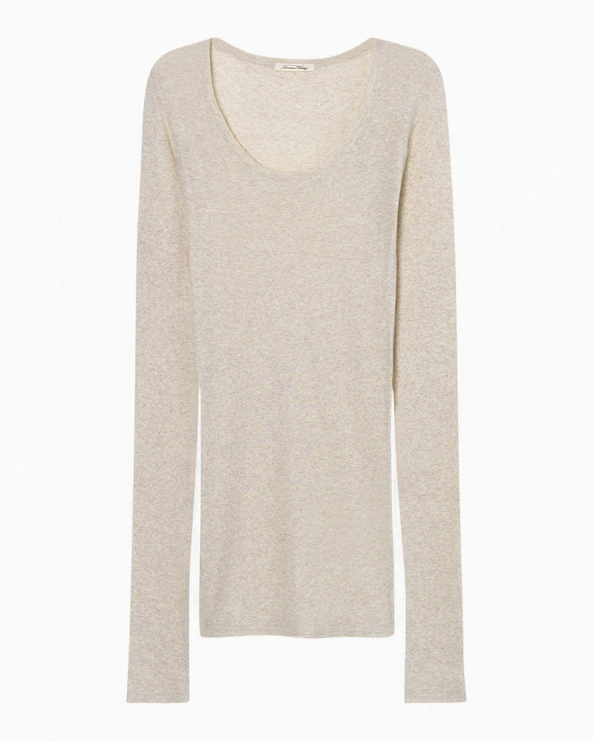 American Vintage Massachusetts Kadın T-Shirt Creme Chine