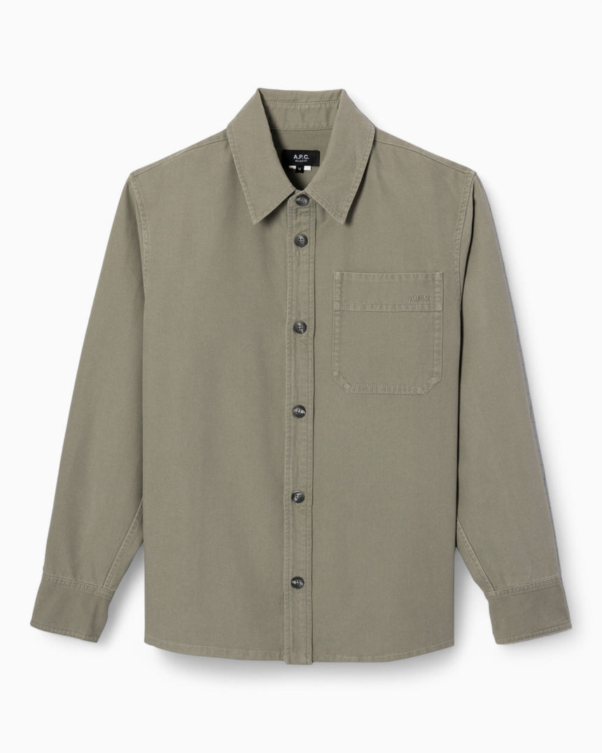 A.P.C. Basile Brodée Overshirt Erkek Ceket Gray Green