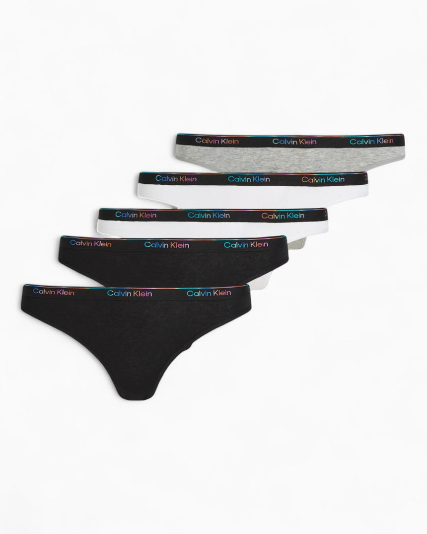 Calvin Klein Bikini 5PK Icon Logo - Kadın Black/White/Black/Grey Htr/White