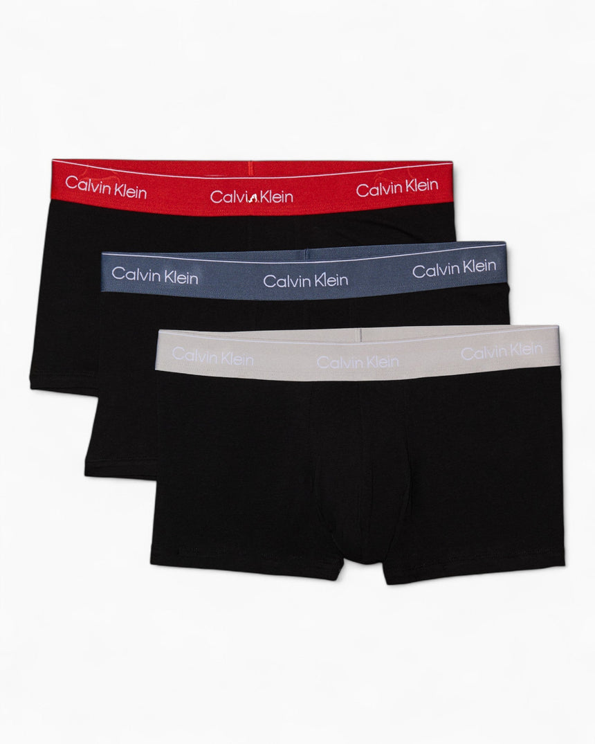Calvin Klein Low Rise Trunk 3PK Icon Cotton Stretch - Erkek B-Vint Ind/Micro Chip/Molten Wbs