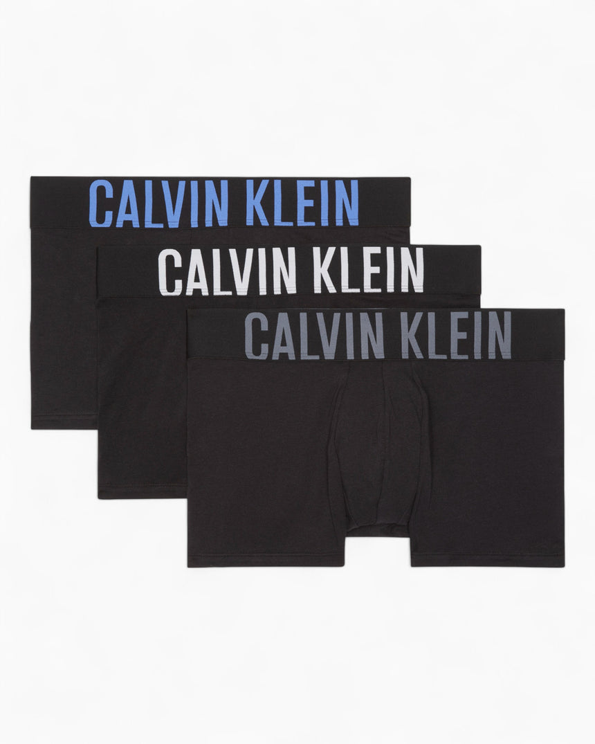 Calvin Klein Trunk 3PK Intense Power Cotton - Erkek Black Bodies W/ Turbulence/White/Ir