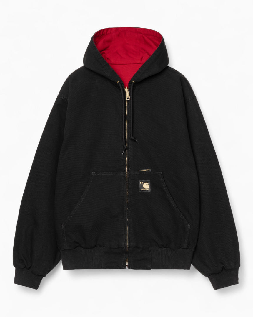 Carhartt WIP 50th Anniversary Edition OG Active Denim Çift Taraflı Erkek Ceket Black / USA Red Rinsed