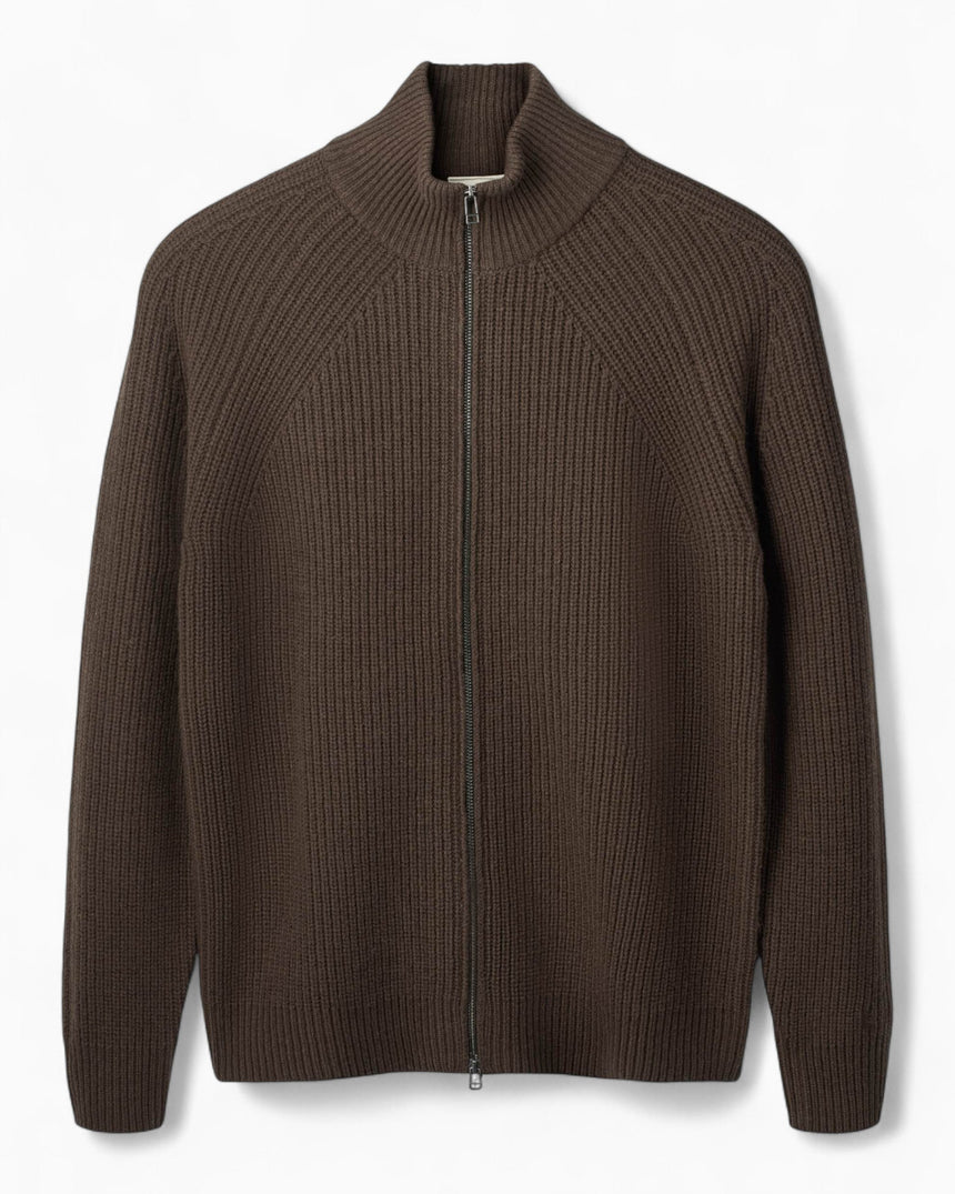 Forét Delta Wool Zip Erkek Kazak Dark Brown