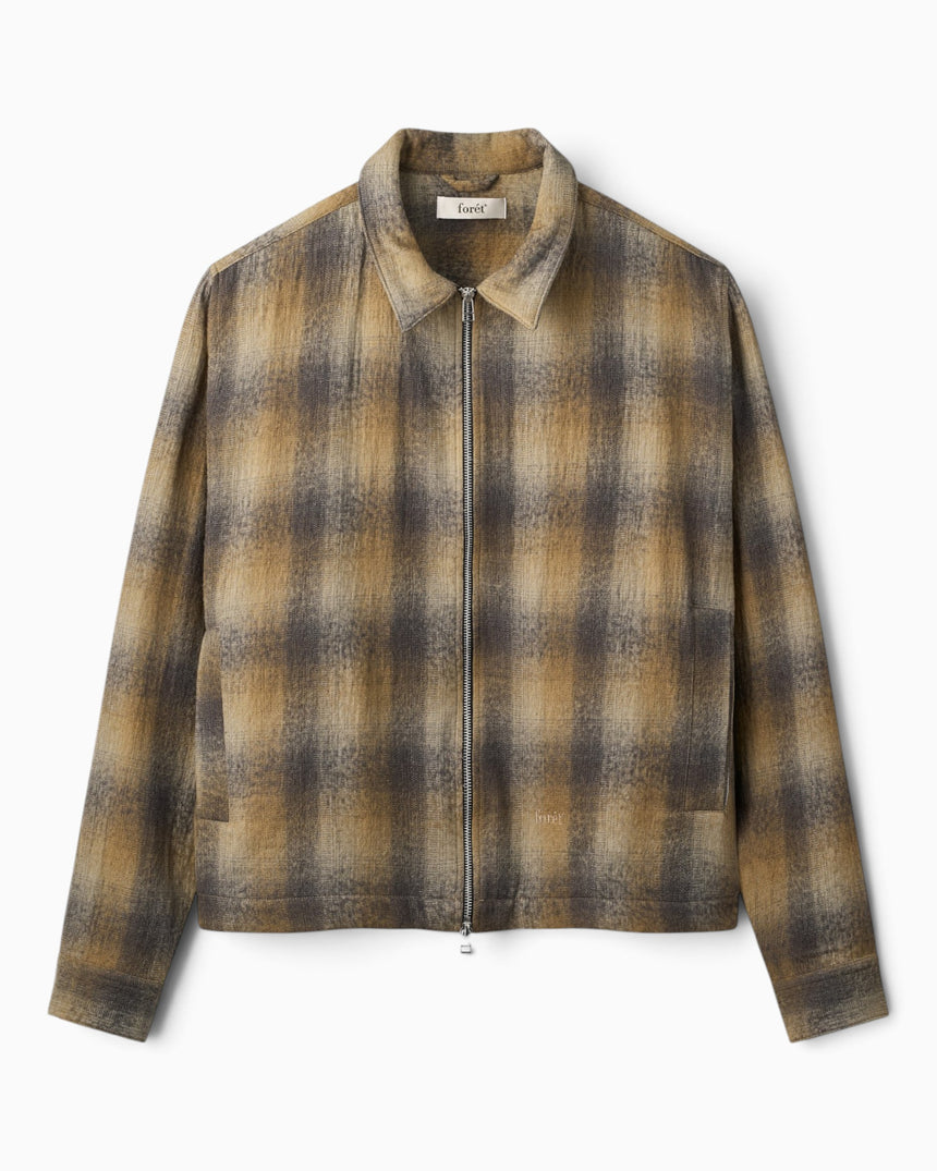 Foret Raven Wool Zip Erkek Gömlek Ceket Fallow Check