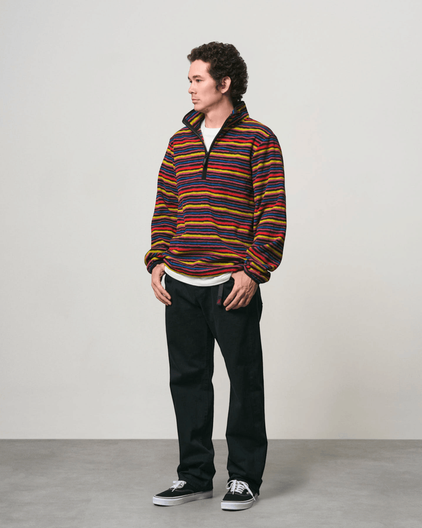 Gramicci Thermal Fleece Pullover Sweatshirt Multi-Stripe