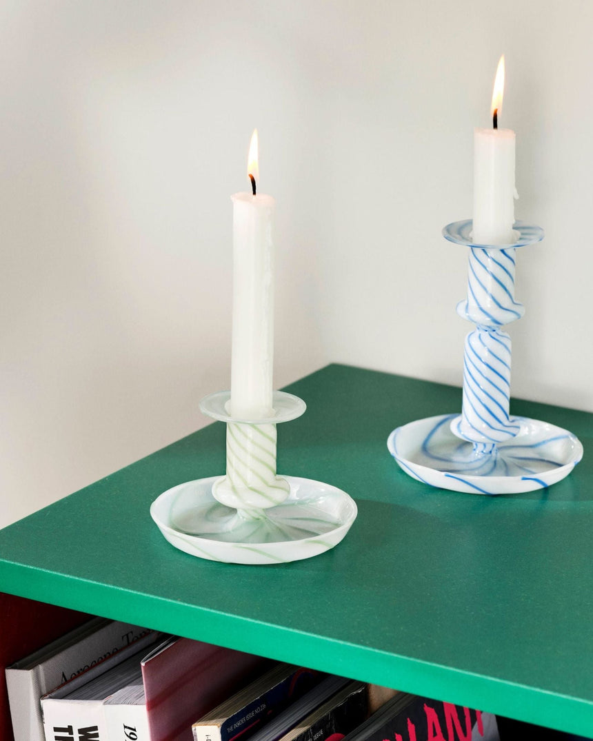 HAY Design Flare Stripe Milk Candleholder Medium