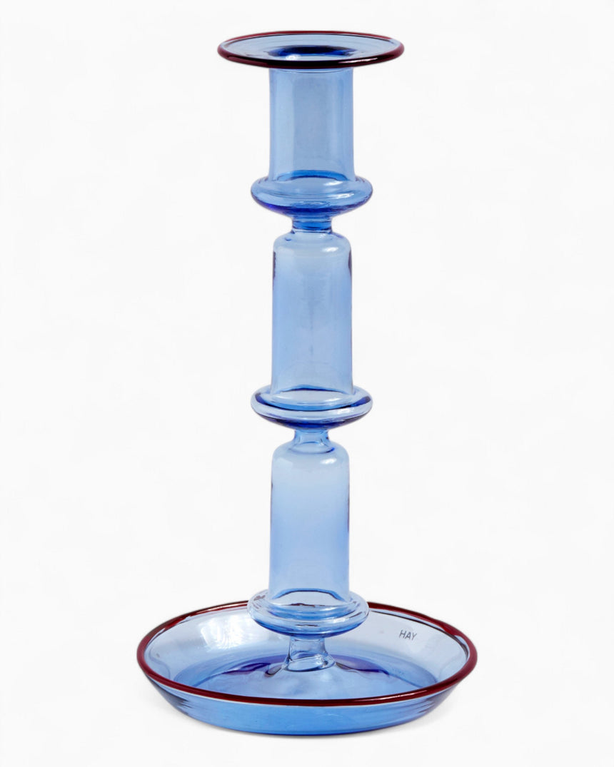 HAY Design Flare Tall Candleholder Light Blue/Red