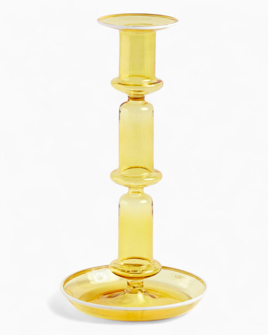 HAY Design Flare Tall Candleholder Yelllow/White
