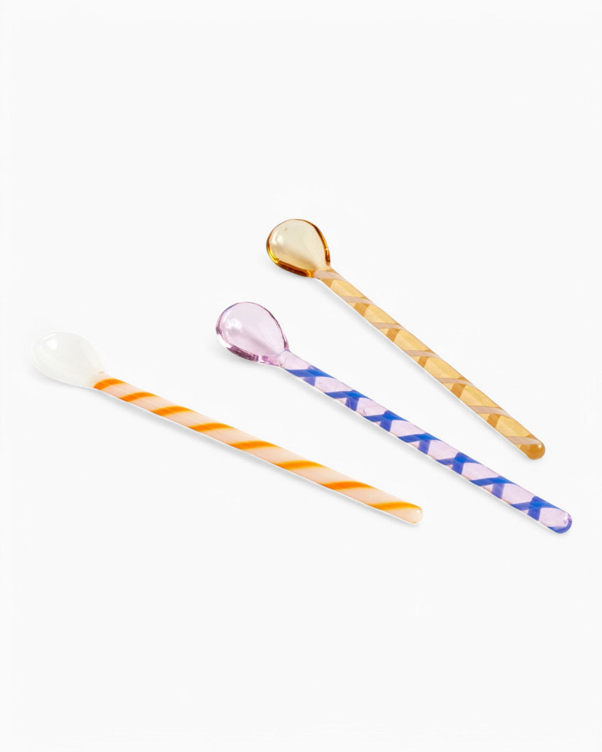 HAY Design Glass Spoons Spice Set of 3 Amber/L.Pink/White