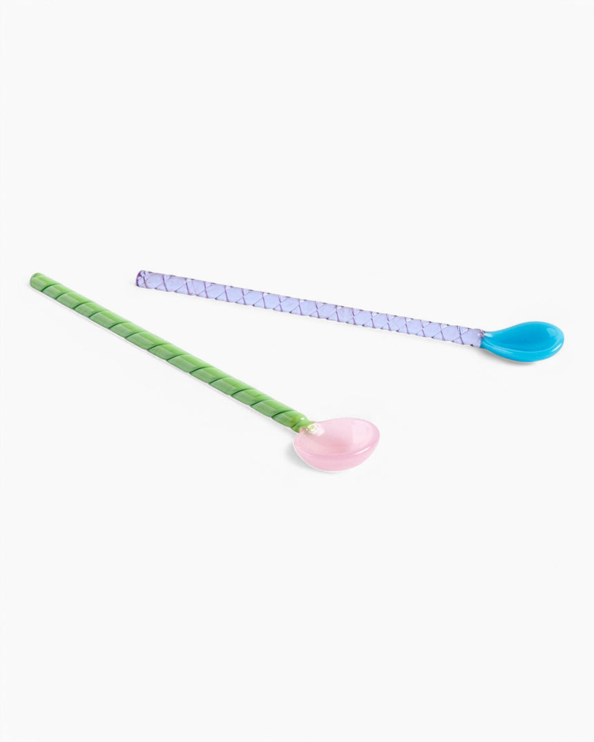 HAY Design Glass Spoons Twist Set of 2 Multi