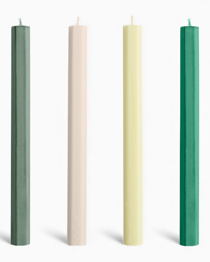 HAY Design Hexagon Candle Set of 4 Greens/Whites