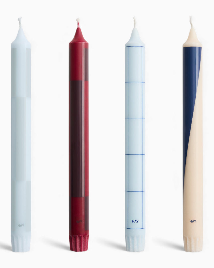 HAY Design Pattern Candle Set of 4 Blues/Bordeaux