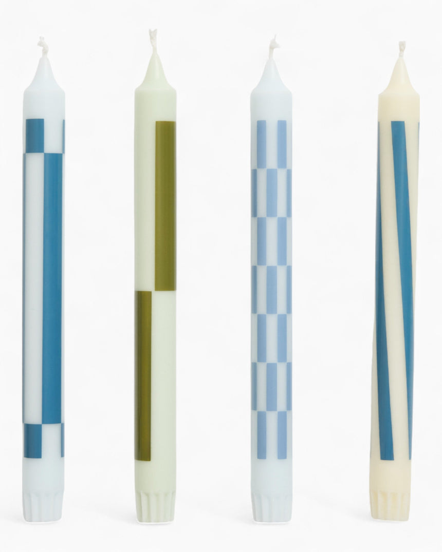 HAY Design Pattern Candle Set of 4 Green/Blue