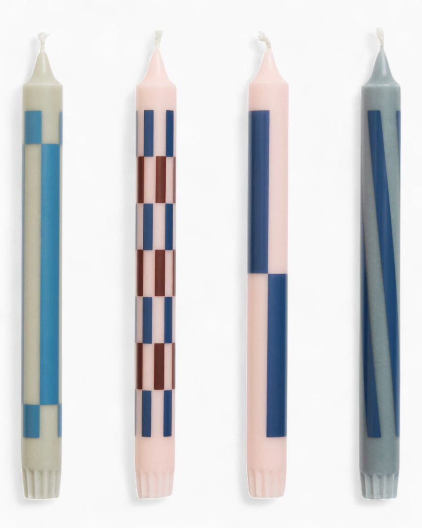 HAY Design Pattern Candle Set of 4 Light Pink/Blue