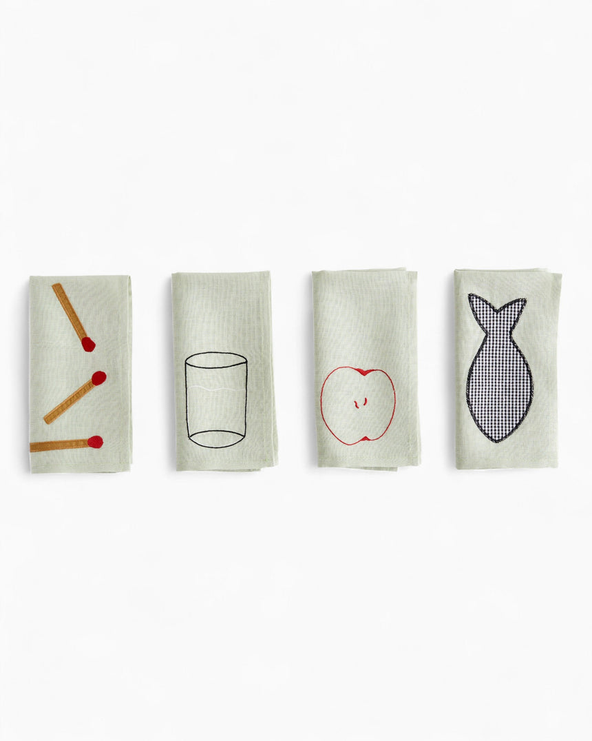 HAY Design Sobremesa Napkin White Set of 4 Green