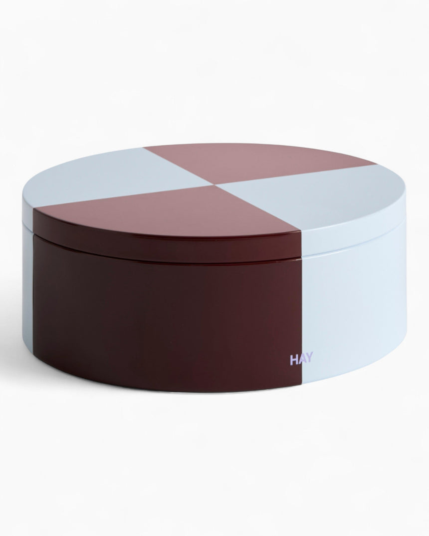 HAY Design Tin Container Round Burgundy/Ice Blue