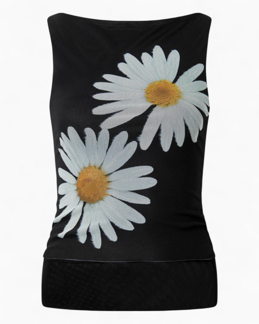 House of Sunny Daisy Layer Mesh Kadın Top Multi