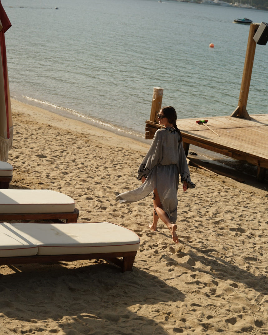 Keten Baskılı Kimono