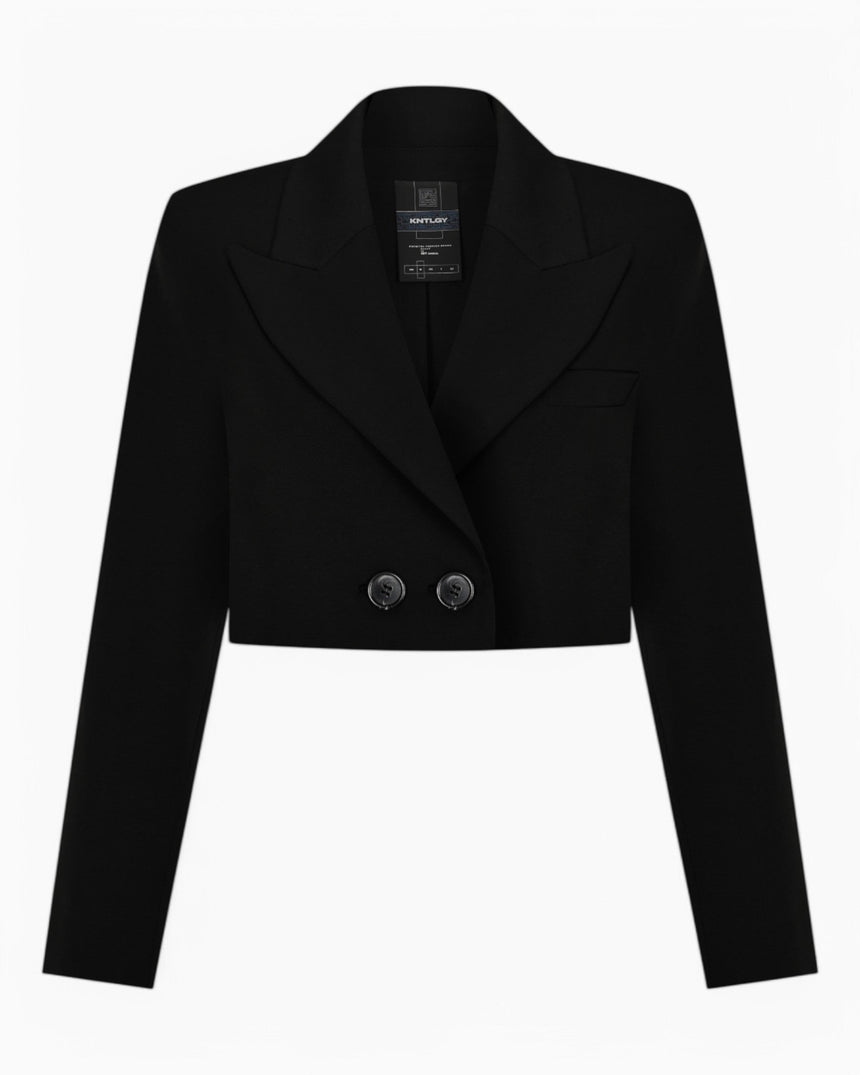 Knitology Cosmic Noir Crop Kadın Blazer Ceket Black