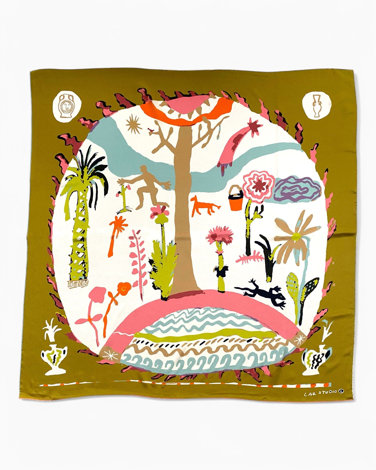 Lar Studio Boon Khaki Scarf 95x95 Fular Multicolor