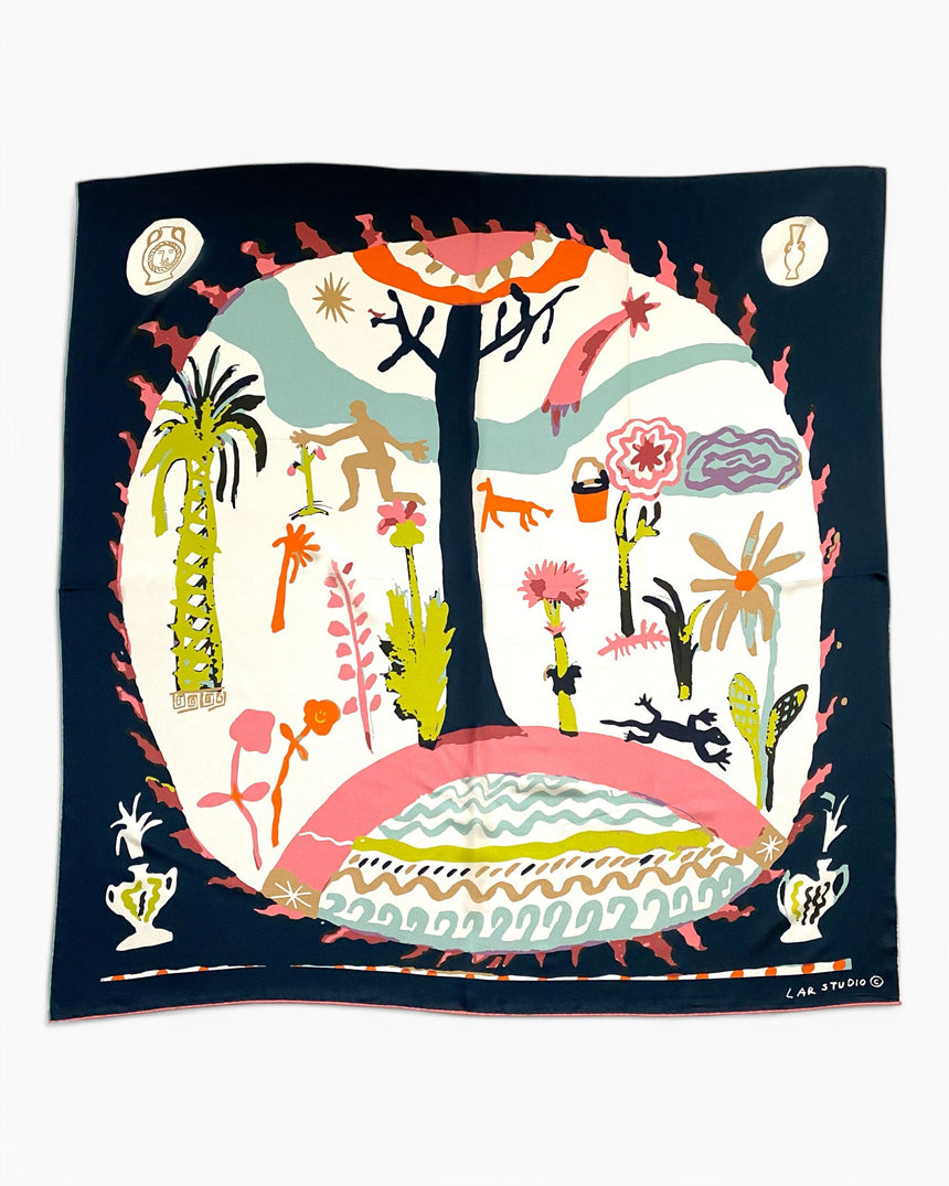 Lar Studio Boon Navy Scarf 95x95 Fular Multicolor