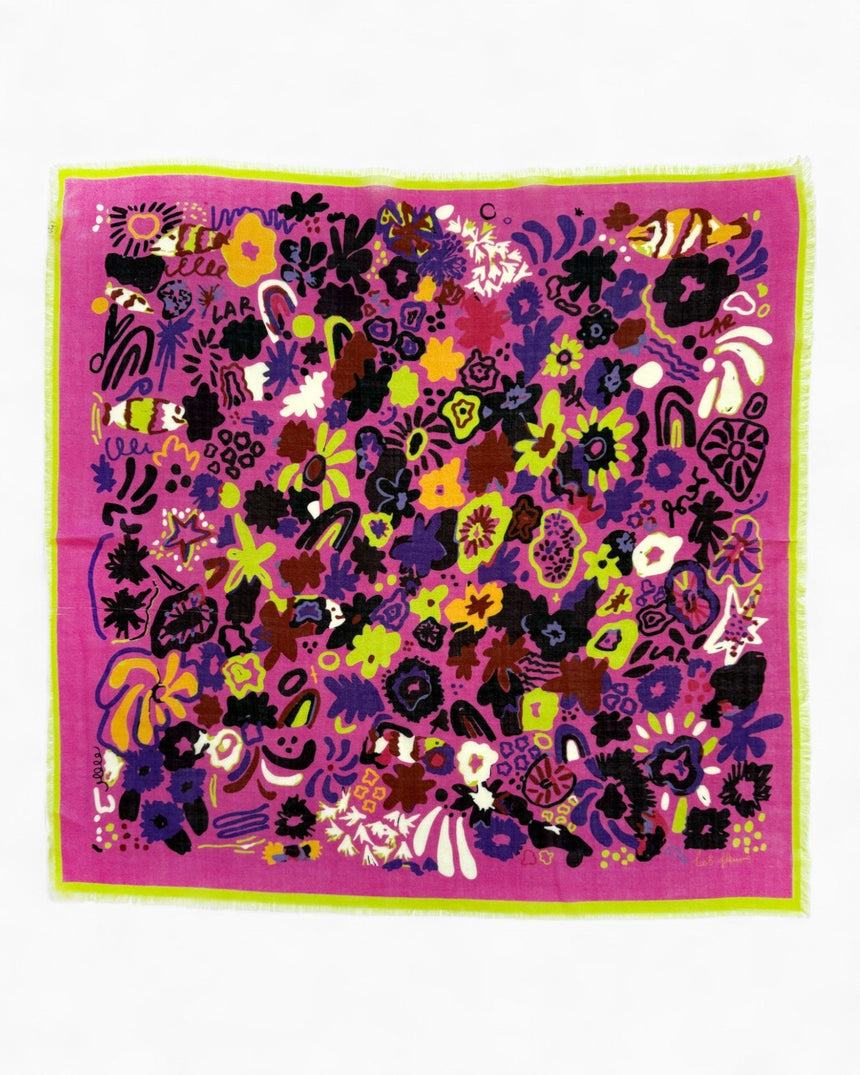 Lar Studio Les Fleurs Wool 55x55 Fular Pink