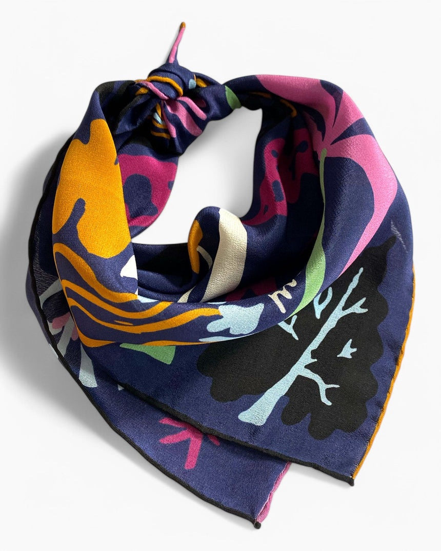 Lar Studio Morning Dew Navy Scarf 42x42 Fular