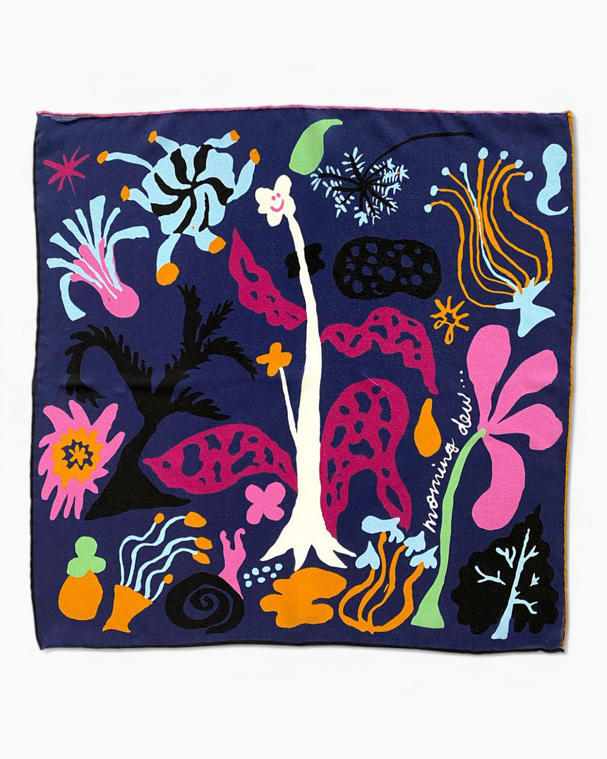 Lar Studio Morning Dew Navy Scarf 42x42 Fular Multicolor