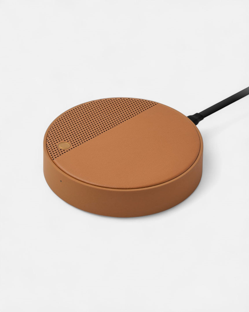 Lexon Oslo Energy Kablosuz Şarj Cihazı ve Bluetooth Hoparlör Kahverengi