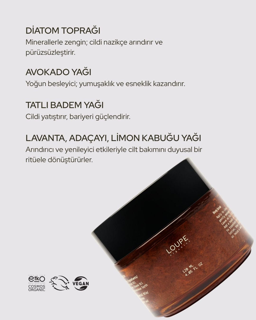 Loupe BDS74 - Sertifikalı Organik Body Scrub | Lavanta-Adaçayı-Limon Kabuğu Yağı