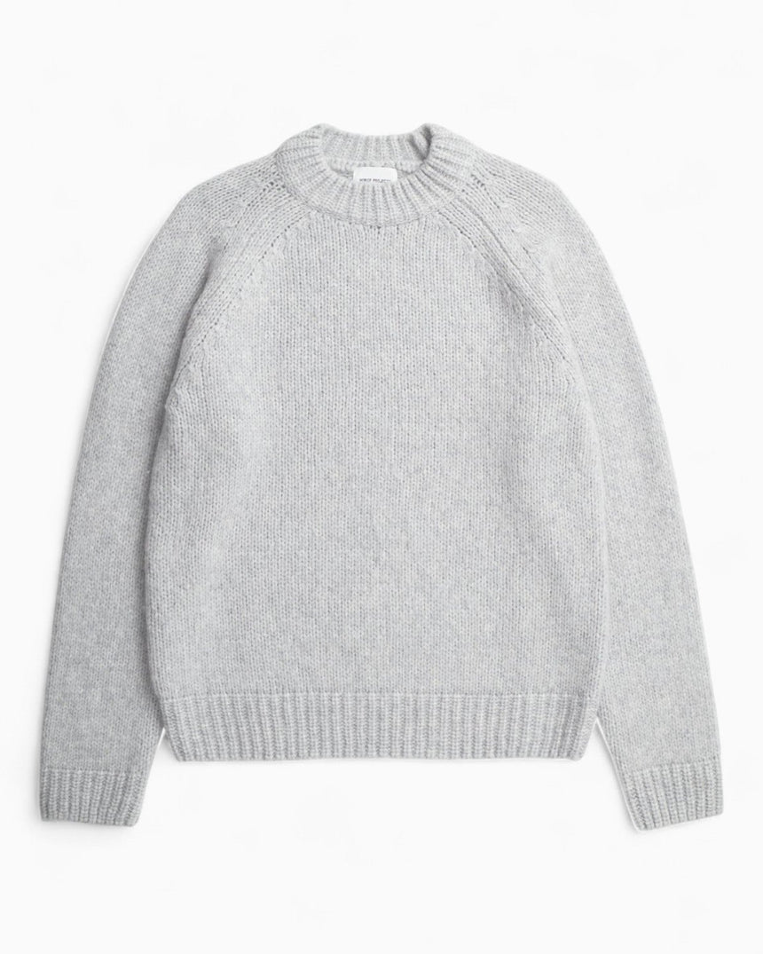 Norse Projects Birger Wool Raglan Erkek Kazak Light Grey Melange