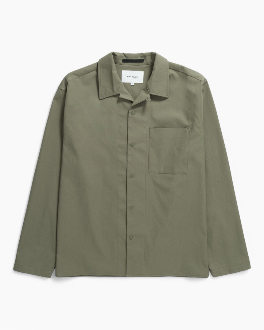Norse Projects Carsten Solotex Twill Uzun Kollu Gömlek Sediment Green