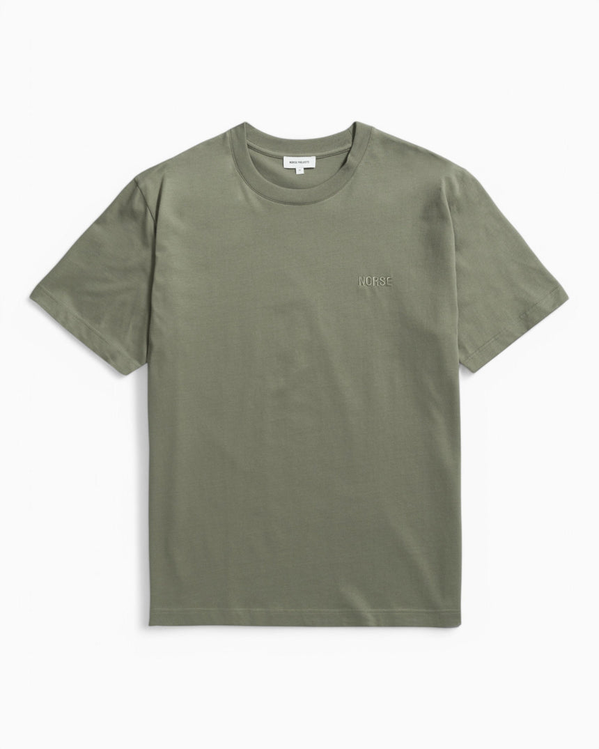 Norse Projects Johannes Organic NORSE Logo T-Shirt Sediment Green