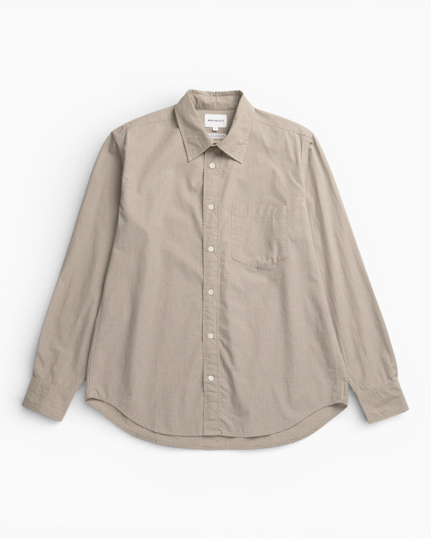 Norse Projects Kongshoved Poplin Micro Check Shirt Oatmeal