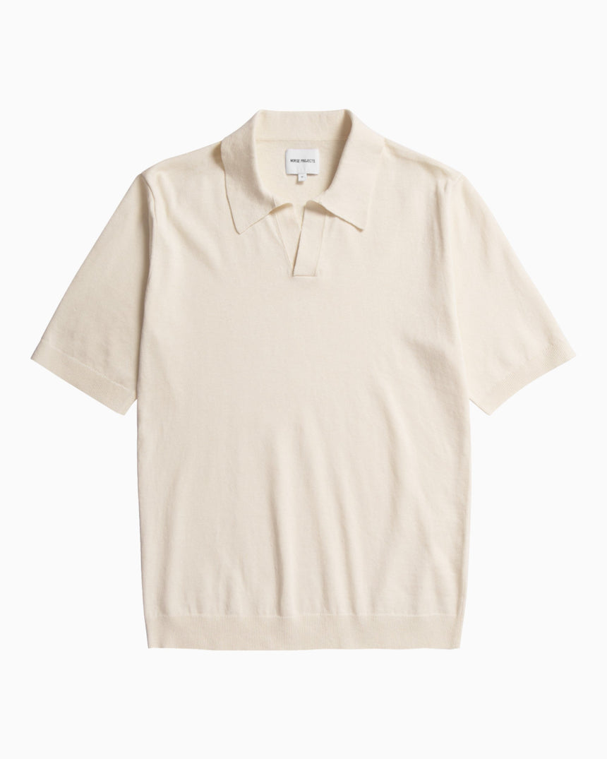Norse Projects Leif Cotton Linen Polo T-Shirt Kit White