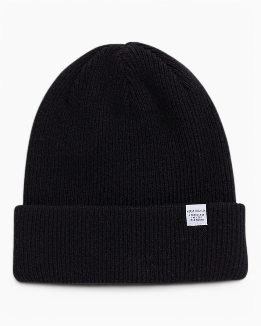 Norse Projects Merino Lambswool Beanie Black