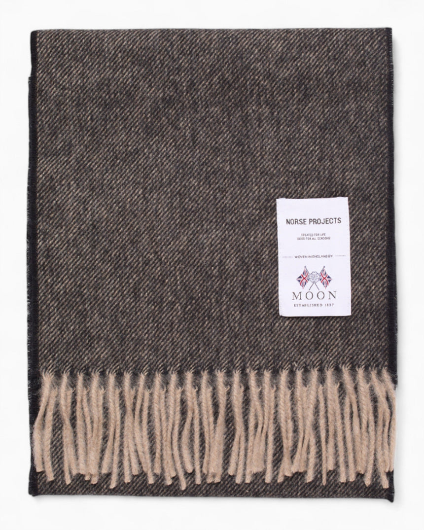 Norse Projects Moon Merino Lambswool Scarf Seal Brown